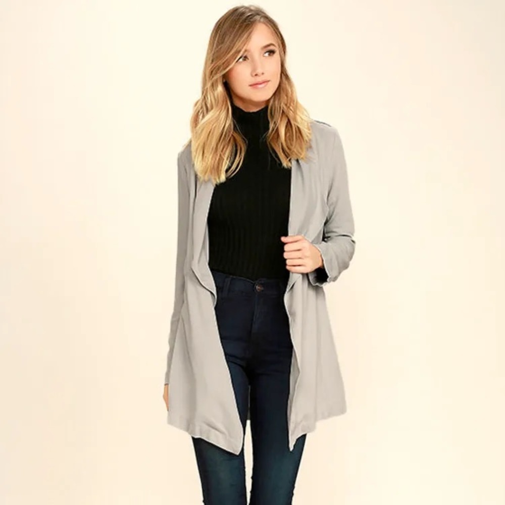 Lulus lush moonlit walk light grey jacket - Picture 5 of 8